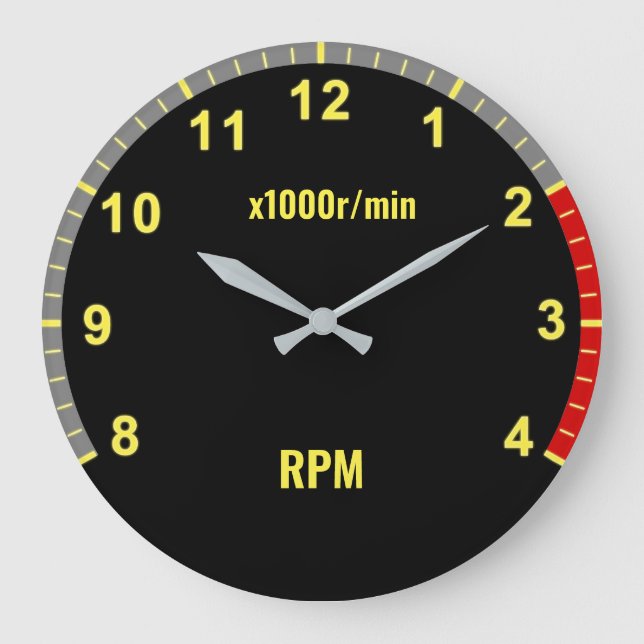 Yellow Car Tachometer Clock - Auto Mechanic Garage (Front)