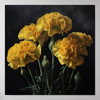 Yellow Carnations Flower Art Print Poster