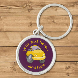 Yellow Cartoon Car Key Ring