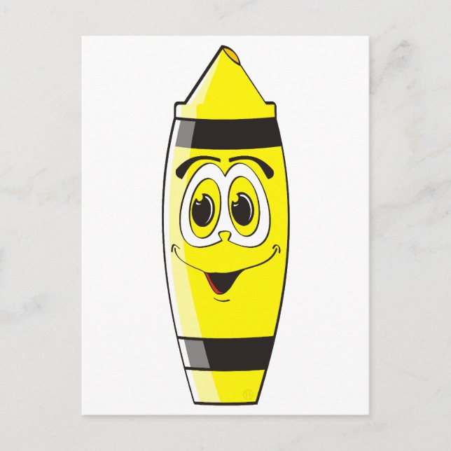 Yellow Cartoon Crayon Postcard (Front)