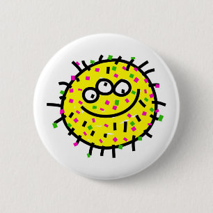Yellow Cartoon Germ 6 Cm Round Badge