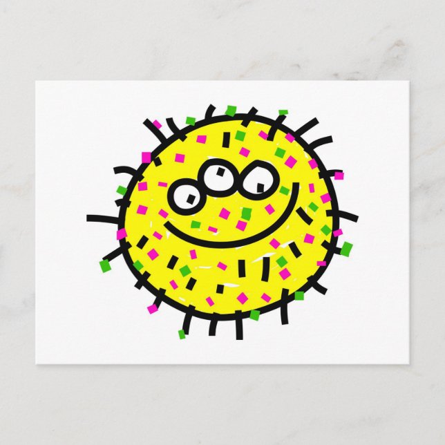 Yellow Cartoon Germ Postcard (Front)