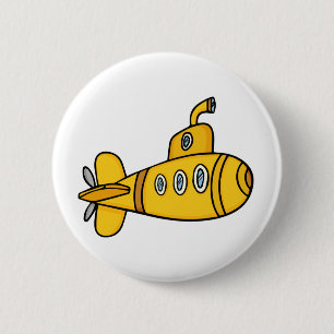 Yellow Cartoon Submarine 6 Cm Round Badge