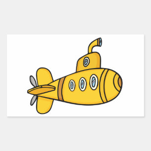 Yellow Cartoon Submarine Rectangular Sticker