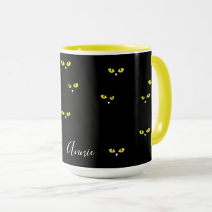 Yellow Cat Eyes on Black Best Halloween Party Mug
