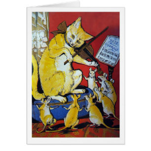 Yellow Cat Plays the Violin For Happy Dancing Rats