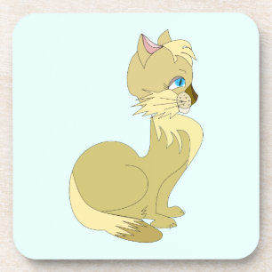 Yellow Cat with Blue Eyes Coaster