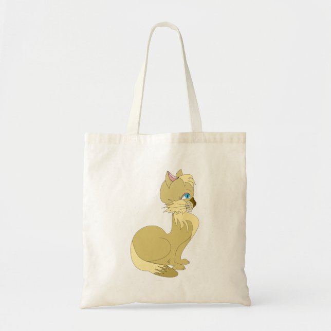 Yellow Cat with Blue Eyes Tote Bag (Front)