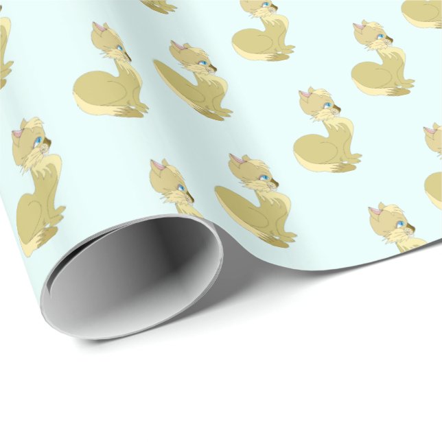 Yellow Cat with Blue Eyes Wrapping Paper (Roll Corner)