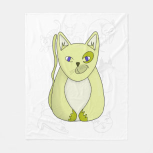 Yellow Cat with Naughty Smile Duvet Cover Fleece Blanket