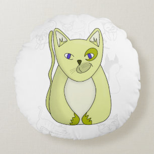 Yellow Cat with Naughty Smile Duvet Cover Round Cushion