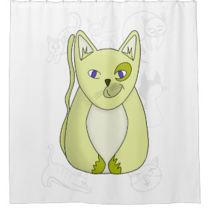 Yellow Cat with Naughty Smile Duvet Cover Shower Curtain