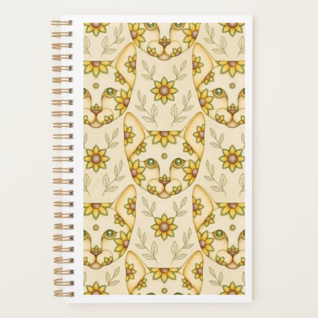 YELLOW CATS with FLOWERS Planner (Front)