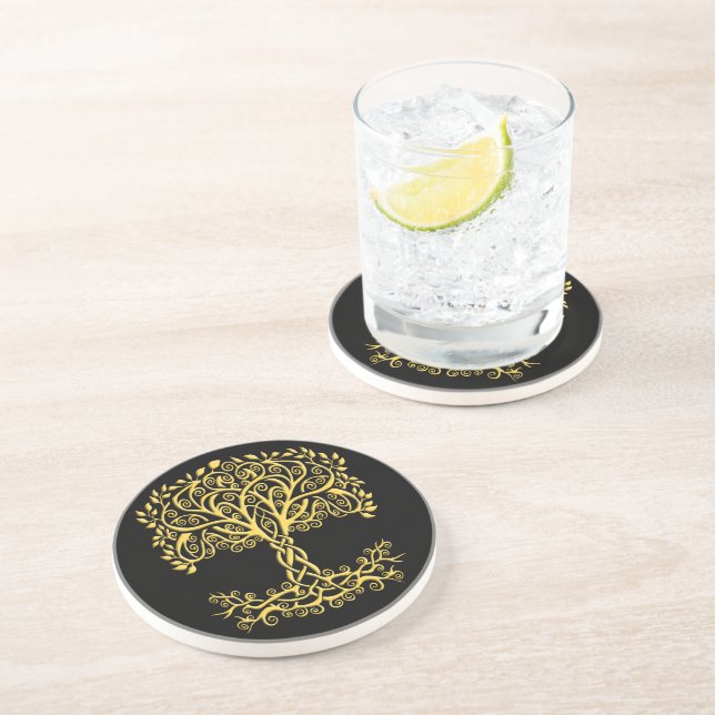 Yellow Celtic Tree Of Life Coaster (Side)