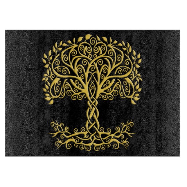 Yellow Celtic Tree Of Life Cutting Board (Front)