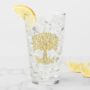 Yellow Celtic Tree Of Life Glass