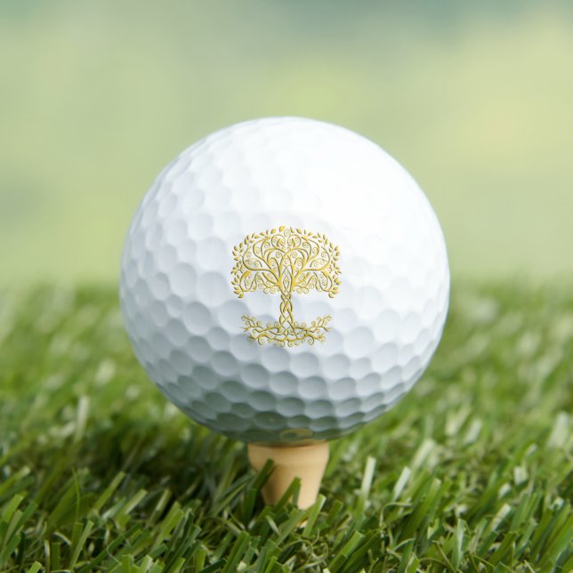 Yellow Celtic Tree Of Life Golf Balls (Insitu Tee)