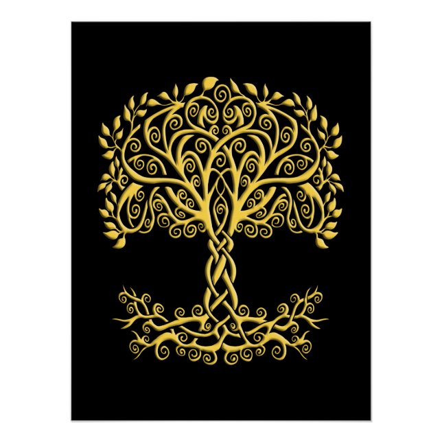 Yellow Celtic Tree Of Life Poster (Front)