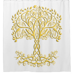 Yellow Celtic Tree Of Life Shower Curtain