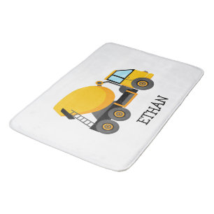 Yellow Cement Construction Truck Custom Child's   Bath Mat