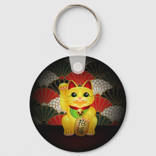 Yellow Ceramic Maneki Neko Key Ring
