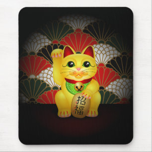 Yellow Ceramic Maneki Neko Mouse Pad