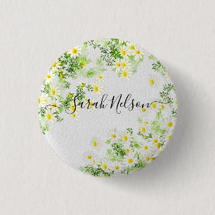 Yellow Chamomile Flowers 3 Cm Round Badge