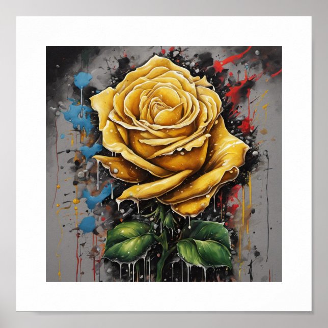 Yellow Chaos Rose Poster (Front)