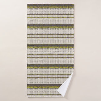 Yellow Charcoal Geometric Grid Modern knit crossha Bath Towel Set