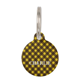 Yellow Check Dog Pet Tag