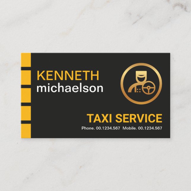 Yellow Check Dual Name Colours Taxi Driver Business Card (Front)