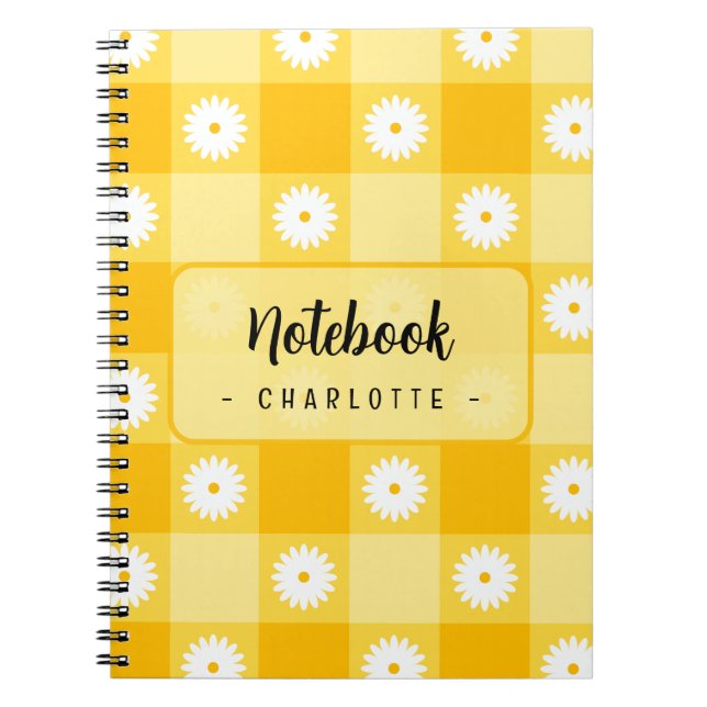 Yellow Checkered Floral Notebook (Front)