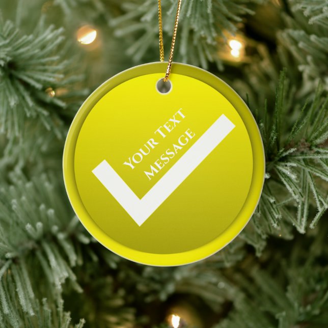 Yellow Checkmark Symbol Christmas Ceramic Tree Decoration (Tree)