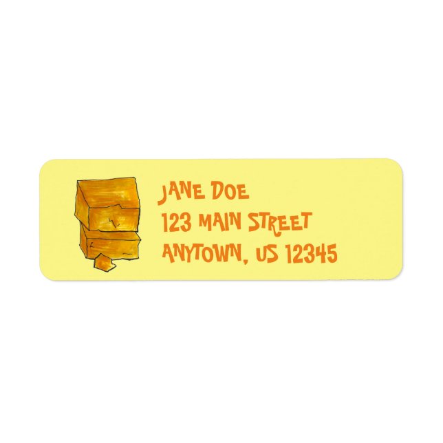 Yellow Cheddar Cheese Foodie Return Address Labels (Front)