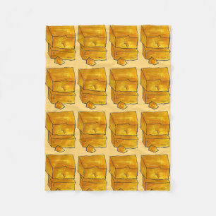 Yellow Cheddar Cheese Wedge Dairy Food Foodie Fleece Blanket