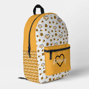 Yellow Cheer Hearts, Pom Poms, Megaphone Pattern Printed Backpack
