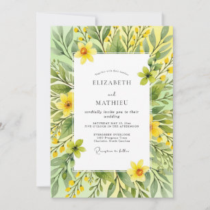Yellow Cheerful Botanical Spring Wedding Invitation