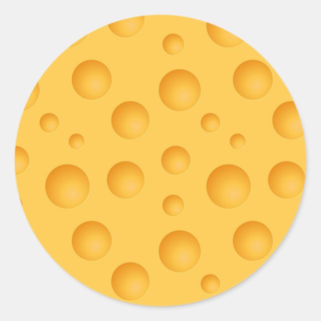 Yellow Cheese Pattern Classic Round Sticker (Front)