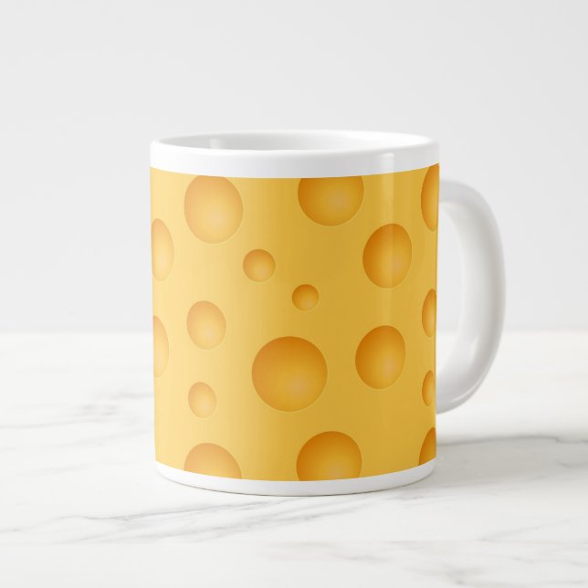Yellow Cheese Pattern Large Coffee Mug (Front Right)