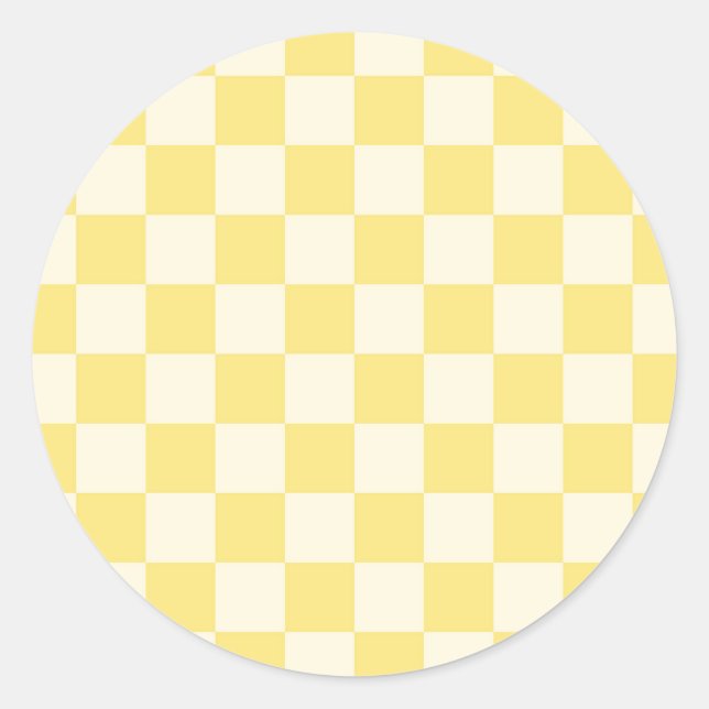Yellow Chequerboard Classic Round Sticker (Front)