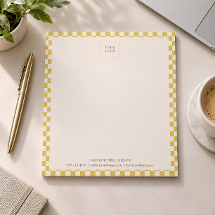 Yellow Chequerboard Custom Logo Business Branding Notepad
