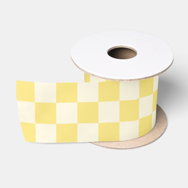 Yellow Chequerboard Satin Ribbon (Spool)
