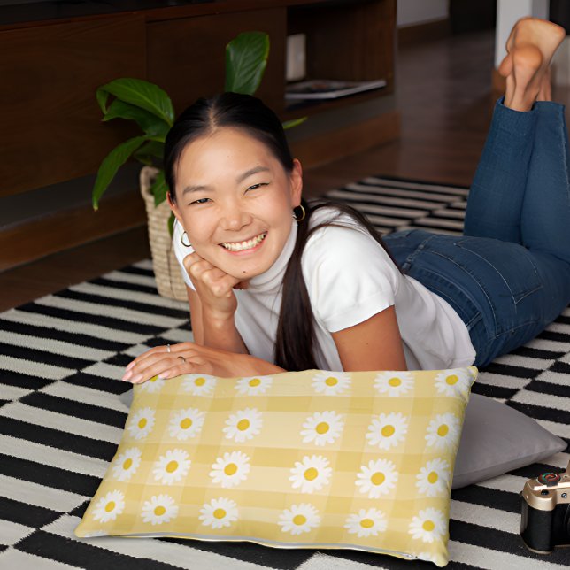 Yellow Chequered Floral Bliss Pillowcase (Creator Uploaded)