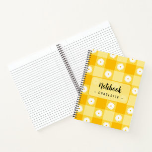 Yellow Chequered Floral Notebook