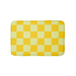 Yellow Chequered Gingham Pattern Bath Mat