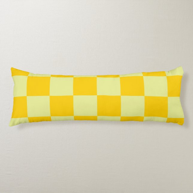 Yellow Chequered Gingham Pattern Body Cushion (Front)