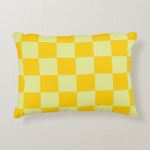 Yellow Chequered Gingham Pattern Decorative Cushion