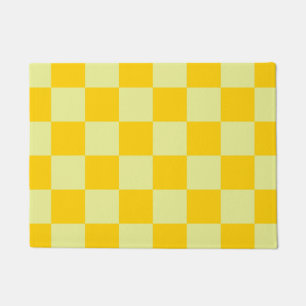Yellow Chequered Gingham Pattern Doormat