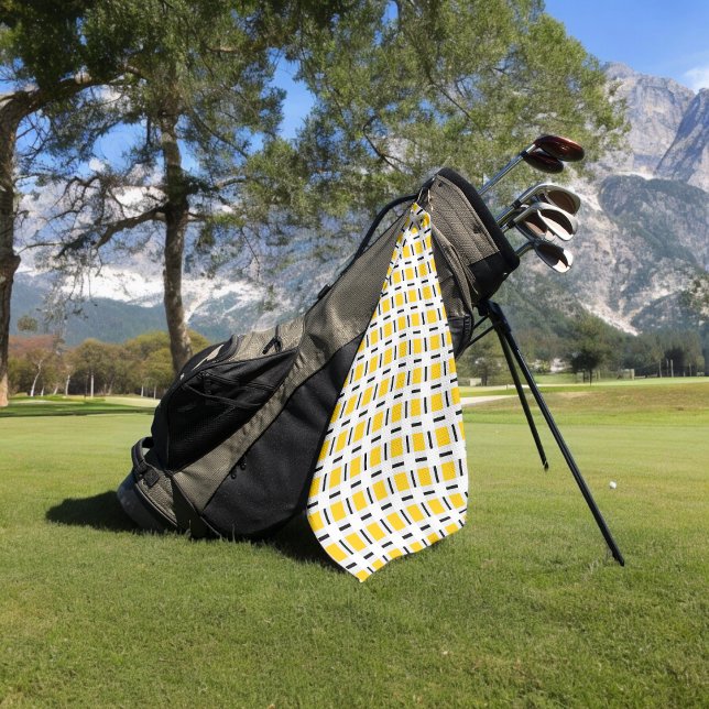 Yellow Chequered Golf Towel (kitchen towel)