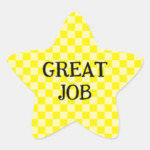 Yellow Chequered Great Job Star Sticker